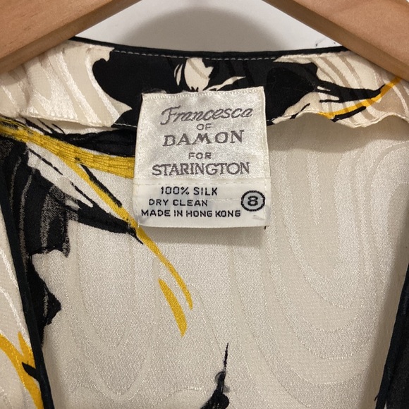 Vintage 100% Silk Floral Print Beaded Peplum Wrap Top - Picture 3 of 7